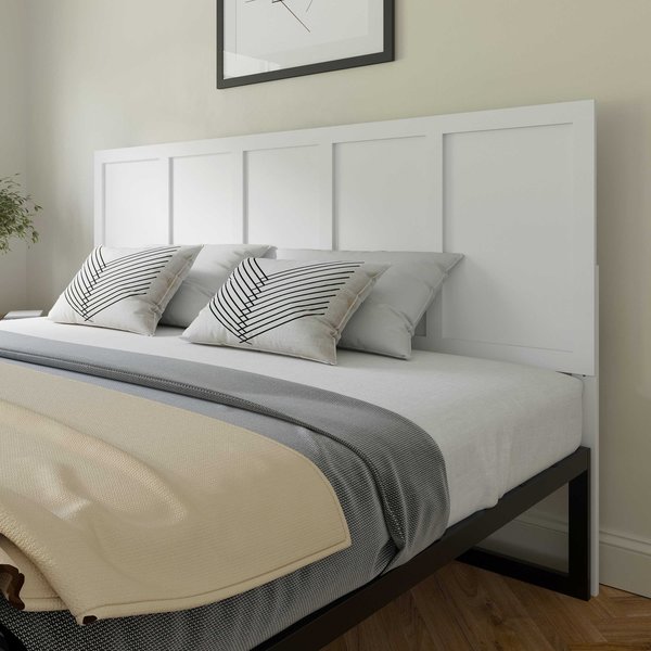 Flash Furniture King White Wooden 4 Panel Adjustable Headboard MG-9708KHB-K-WHT-GG